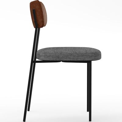 Cadeira Decorativa Para Sala De Jantar Melina L02 Couríssimo Marrom Linho Cinza Escuro - Lyam Decor