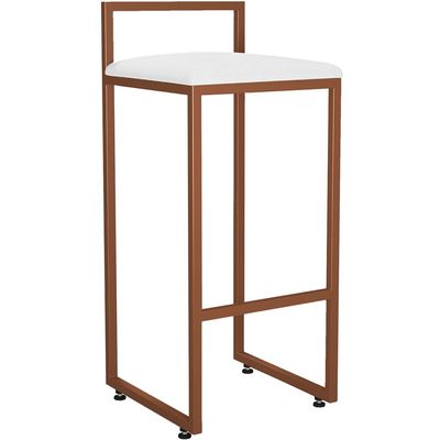 Kit 02 Banquetas Alta Para Cozinha Sala De Jantar Hanna L02 Bronze Corano Branco - Lyam Decor