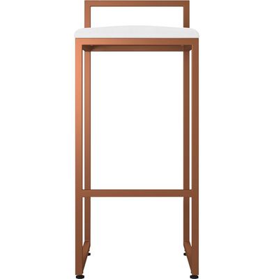 Kit 02 Banquetas Alta Para Cozinha Sala De Jantar Hanna L02 Bronze Corano Branco - Lyam Decor