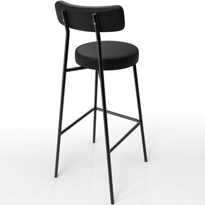 Kit 02 Banquetas Altas Bar Sala De Jantar Estrutura Em Aço Milão F01 Couríssimo Preto - Lyam Decor
