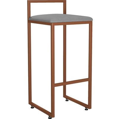 Kit 02 Banquetas Alta Para Cozinha Sala De Jantar Hanna L02 Bronze Corano Cinza - Lyam Decor