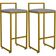 Kit 02 Banquetas Alta Para Cozinha Sala De Jantar Hanna L02 Dourado Corano Cinza - Lyam Decor