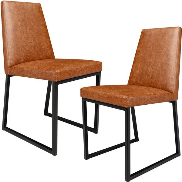 Kit 02 Cadeiras Decorativas Estofada Para Sala de Jantar Dafne L02 Couríssimo Camel - Lyam Decor