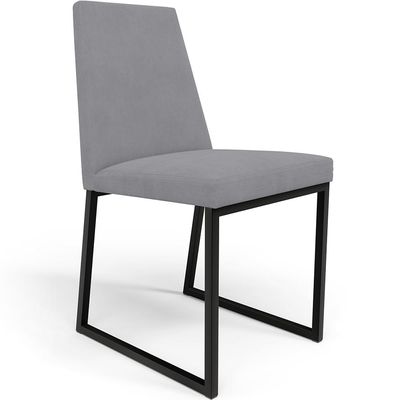 Kit 02 Cadeiras Para Sala De Jantar Base Aço Industrial Preto Dafne L02 Suede Cinza - Lyam Decor