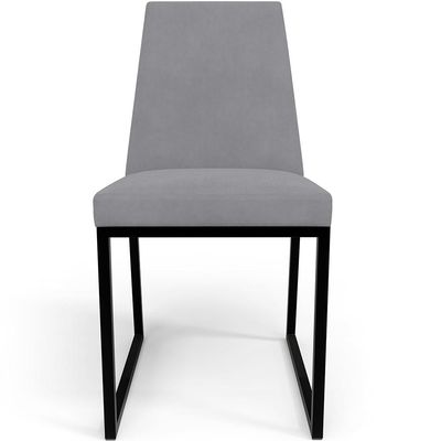 Kit 02 Cadeiras Para Sala De Jantar Base Aço Industrial Preto Dafne L02 Suede Cinza - Lyam Decor
