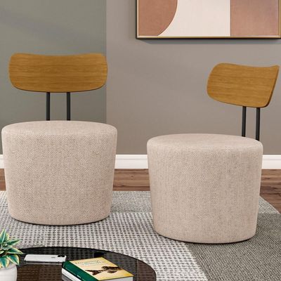 Kit 02 Poltronas Para Sala De Estar Decorativa Base Fixa Luara M03 Linho Cru - Lyam Decor