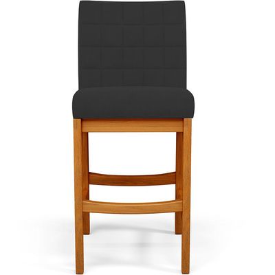 Kit 03 Banquetas Baixa Para Cozinha Bancada Bar Sala Jantar Fixa Mila L02 Suede Preto - Lyam Decor
