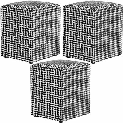 Kit 03 Puffs Quadrado Decorativo L02 Pied Poule - Lyam Decor