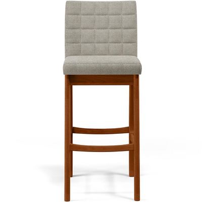Kit 03 Banquetas Altas Para Cozinha Sala De Jantar Fixa Mila B04 Bouclê Creme - Lyam Decor