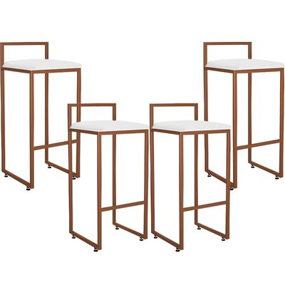 Kit 04 Banquetas Alta Para Cozinha Sala De Jantar Hanna L02 Bronze Corano Branco - Lyam Decor