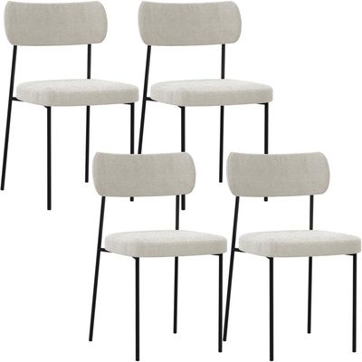 Kit 04 Cadeiras Decorativa Para Sala De Jantar Melina L02 Bouclê Creme - Lyam Decor