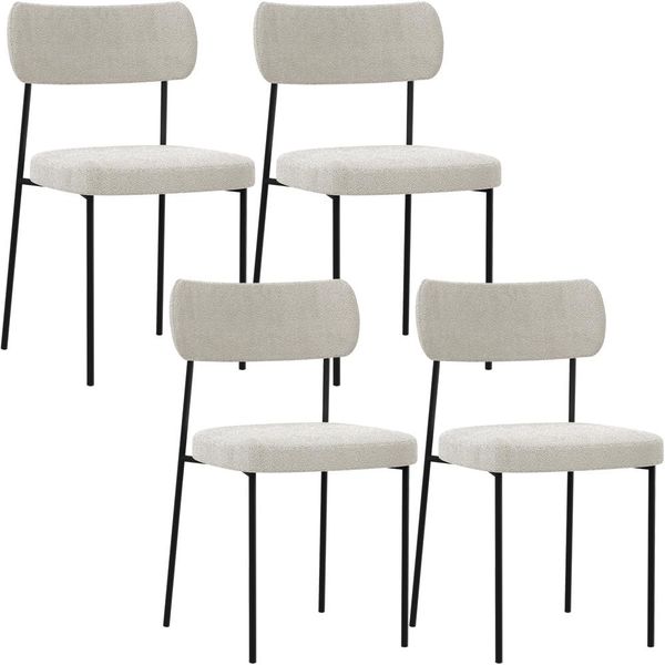 Kit 04 Cadeiras Decorativa Para Sala De Jantar Melina L02 Bouclê Creme - Lyam Decor