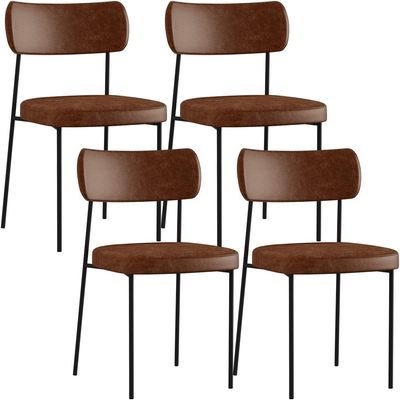Kit 04 Cadeiras Decorativas Estofadas Para Sala de Jantar Melina F01 Couríssimo Marrom - Lyam Decor