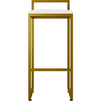 Kit 04 Banquetas Alta Para Cozinha Sala De Jantar Hanna L02 Dourado Corano Branco - Lyam Decor