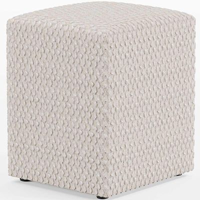 Kit 04 Puffs Quadrado L02 Decorativo Bouclê Cru - Lyam Decor
