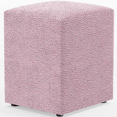 Kit 04 Puffs Quadrado L02 Decorativo Bouclê Rosê - Lyam Decor