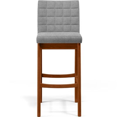 Kit 05 Banquetas Altas Para Cozinha Sala De Jantar Fixa Mila B04 Bouclê Cinza - Lyam Decor
