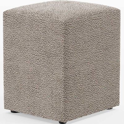 Kit 04 Puffs Quadrado L02 Decorativo Bouclê Bege - Lyam Decor