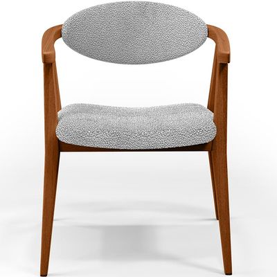 Poltrona Decorativa Para Sala De Estar E Recepção Cecília L02 Bouclê Cinza - Lyam Decor