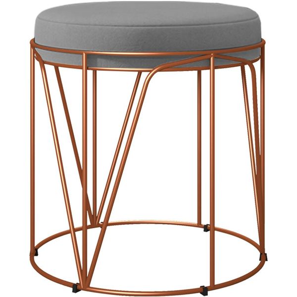 Puff Decorativo Aramado Bronze Zaya L02 Corano Cinza - Lyam Decor Puff Decorativo Aramado Bronze Zaya L02 Corano Cinza - Lyam Decor