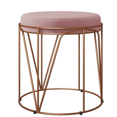 Puff Decorativo Aramado Bronze Zaya L02 Suede Rosê - Lyam Decor