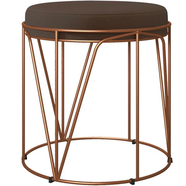 Puff Decorativo Aramado Bronze Zaya L02 Suede Marrom - Lyam Decor Puff Decorativo Aramado Bronze Zaya L02 Suede Marrom - Lyam Decor