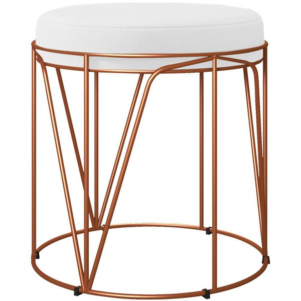 Puff Decorativo Aramado Bronze Zaya L02 Corano Branco - Lyam Decor Puff Decorativo Aramado Bronze Zaya L02 Corano Branco - Lyam Decor