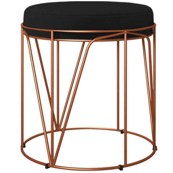 Puff Decorativo Aramado Bronze Zaya L02 Corano Preto - Lyam Decor Puff Decorativo Aramado Bronze Zaya L02 Corano Preto - Lyam Decor