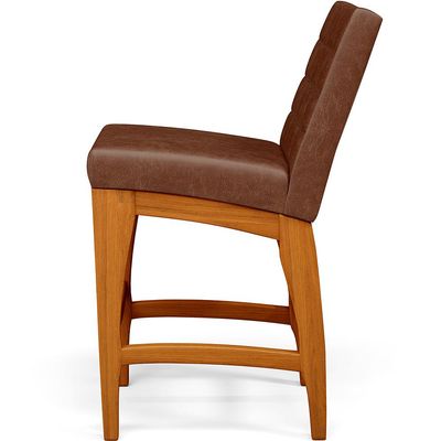 Banqueta Baixa Para Cozinha Bancada Bar Sala De Jantar Fixa Mila L02 Couríssimo Marrom - Lyam Decor
