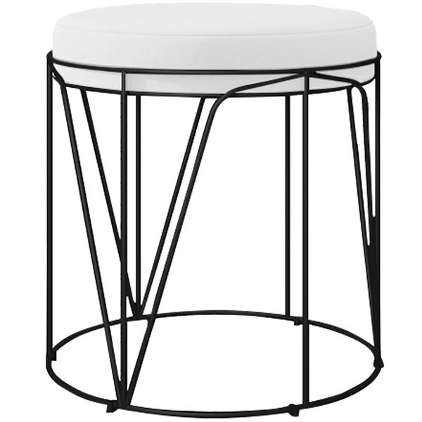 Puff Decorativo Aramado Preto Zaya L02 Corano Branco - Lyam Decor