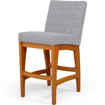Banqueta Baixa Para Cozinha Bancada Bar Sala De Jantar Fixa Mila L02 Suede Cinza - Lyam Decor