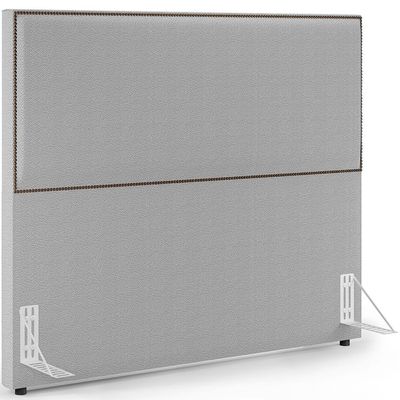 Cabeceira Box Casal Com Tachas 160 cm Vicenza L02 Bouclê Cinza - Lyam Decor