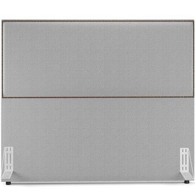 Cabeceira Box Casal Com Tachas 160 cm Vicenza L02 Bouclê Cinza - Lyam Decor