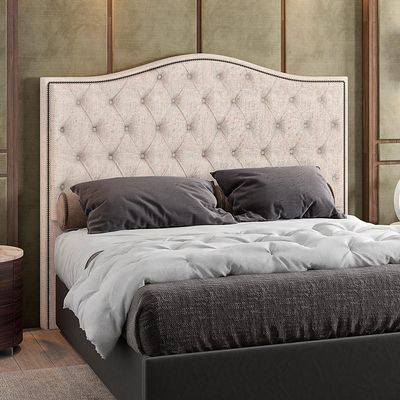 Cabeceira Cama Box Casal 140 cm P05 Grécia Linho Bege Claro - Lyam Decor