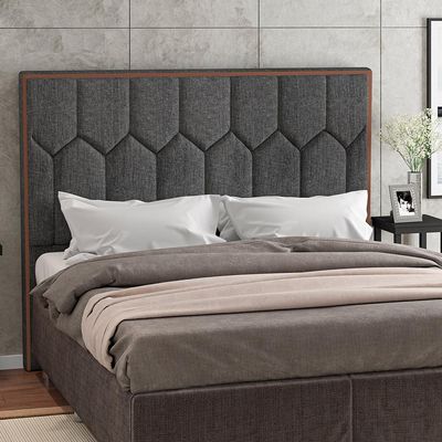 Cabeceira Cama Box Casal 140 cm P05 Londres Linho Cinza Escuro - Lyam Decor