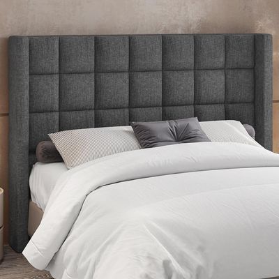 Cabeceira Cama Box Casal King 195 cm P05 Paris Linho Cinza Escuro - Lyam Decor