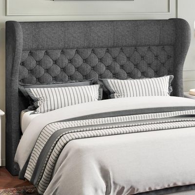 Cabeceira Cama Box Casal Queen 160 cm P05 Madrid Linho Cinza Escuro - Lyam Decor