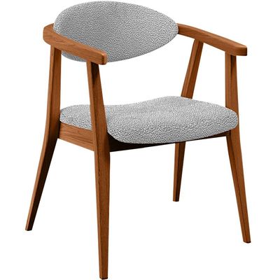 Kit 02 Poltronas Decorativa Para Sala De Estar E Recepção Cecília L02 Bouclê Cinza - Lyam Decor