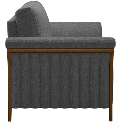 Kit 02 Poltronas Para Sala De Estar Decorativas Base Fixa Stefan M03 Linho Chumbo - Lyam Decor