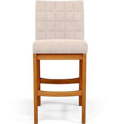 Kit 03 Banquetas Baixa Para Cozinha Bancada Bar Sala Jantar Fixa Mila L02 Suede Bege - Lyam Decor