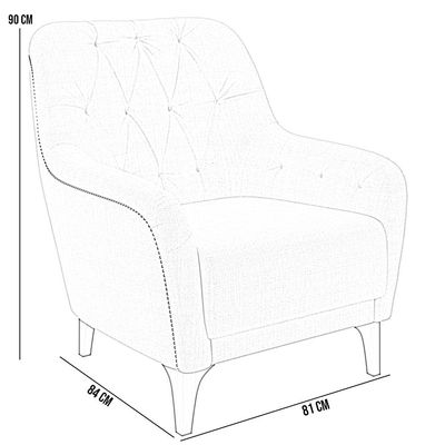 Kit 02 Poltronas Sala De Estar Com Tachas Base Fixa Blenda M03 Linho Bege Escuro - Lyam Decor