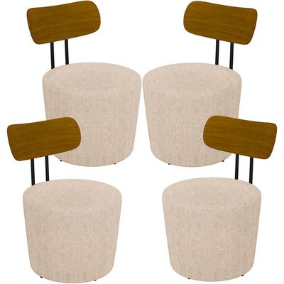 Kit 04 Poltronas Para Sala De Estar Decorativa Base Fixa Luara M03 Linho Cru - Lyam Decor
