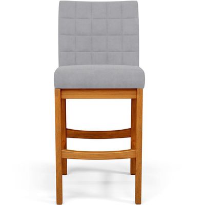 Kit 05 Banquetas Baixa Para Cozinha Bancada Bar Sala Jantar Fixa Mila L02 Suede Cinza - Lyam Decor