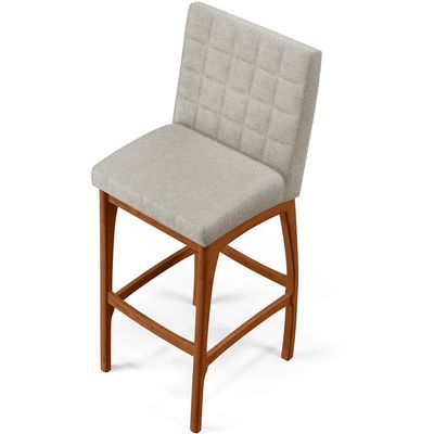 Kit 06 Banquetas Altas Para Cozinha Sala De Jantar Fixa Mila B04 Bouclê Creme - Lyam Decor