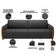 Kit Sofá 3 Lugares Sala Estar 223 Com Poltrona Flora Pés Madeira M03 Couríssimo Preto - Lyam Decor