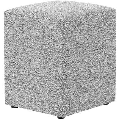 Puff Quadrado Decorativo Sala De Estar L02 Bouclê Cinza - Lyam Decor