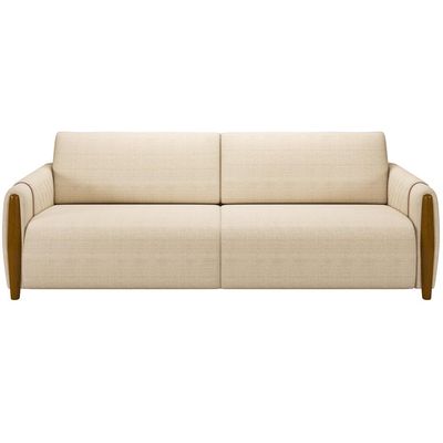 Sofá 02 Lugares Para Sala De Estar Pés Em Madeira 168 cm Flora M03 Linho Bege - Lyam Decor