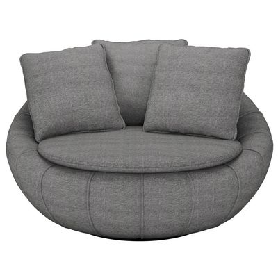 Poltrona Para Sala De Estar Decorativa Giratória Kira M03 Linho Cinza - Lyam Decor