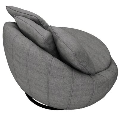 Poltrona Para Sala De Estar Decorativa Giratória Kira M03 Linho Cinza - Lyam Decor