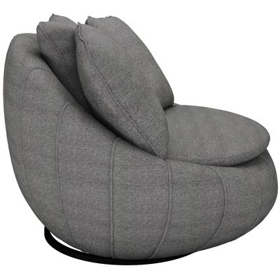 Poltrona Para Sala De Estar Decorativa Giratória Kira M03 Linho Cinza - Lyam Decor